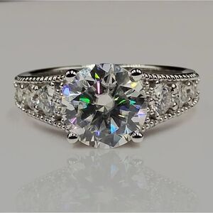 Certified 3.85ct Full Moissanite Luxury Engagement Wedding Ring Size 7